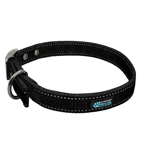 Max and Neo Reflective Metal Buckle Dog Collar (Medium, Black) - Donates a Collar to Rescue
