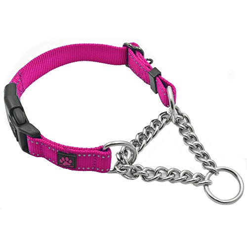 Max and Neo Small Pink Stainless Steel Chain Martingale Dog Collar