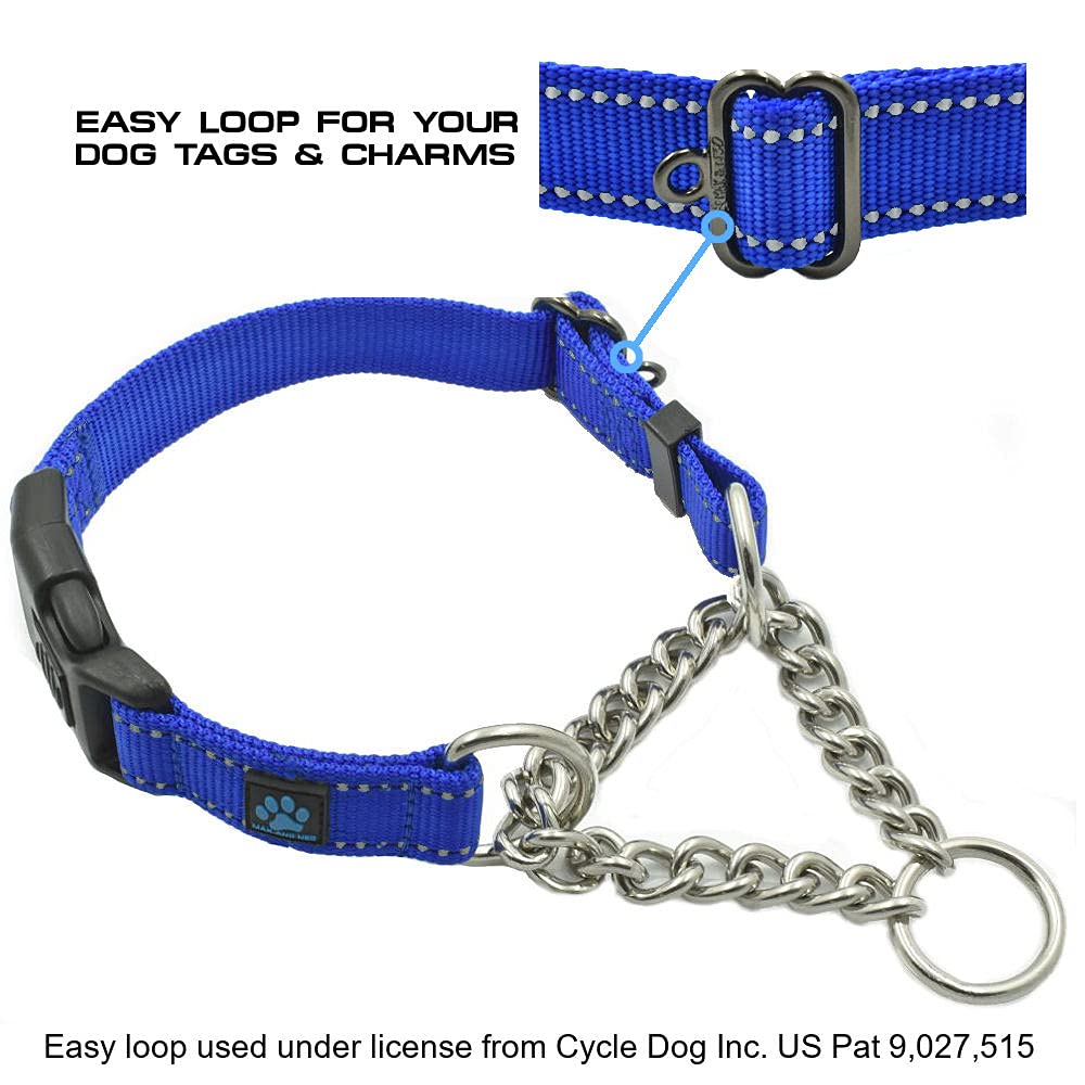 Max and Neo Stainless Steel Chain Martingale Collar - X-Small, Black - Donation to Dog Rescue
