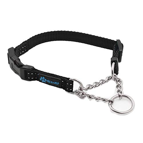 Max and Neo Stainless Steel Chain Martingale Collar - X-Small, Black - Donation to Dog Rescue