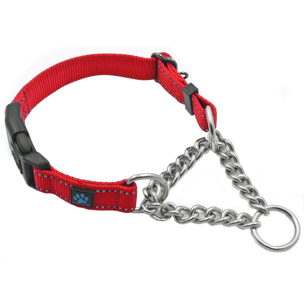 Max and Neo Stainless Steel Chain Martingale Collar for Dogs - Medium (Red) - Donation to Rescue