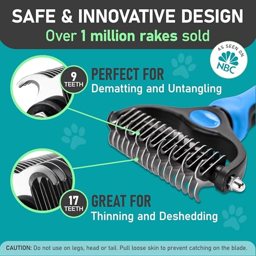 Maxpower Planet Dog Rake and Dog Hair Brush – Self-Cleaning Deshedding Grooming Tool for Dogs & Cats, All Hair Types