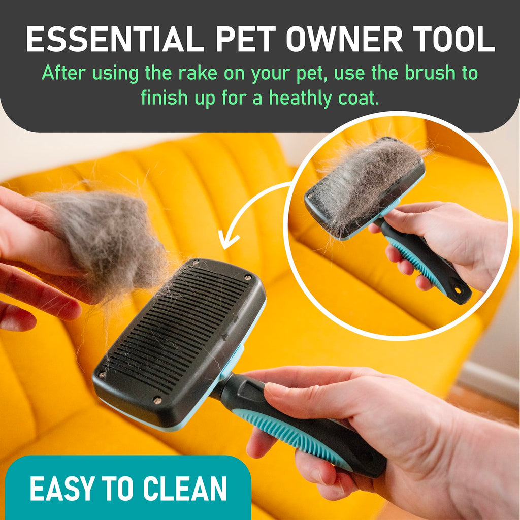 Maxpower Planet Dog Rake and Dog Hair Brush – Self-Cleaning Deshedding Grooming Tool for Dogs & Cats, All Hair Types