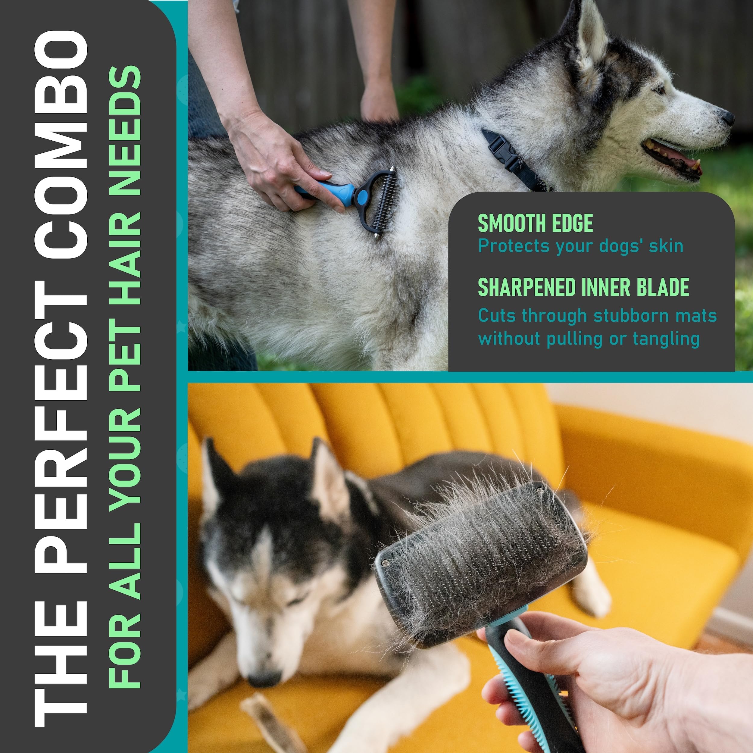Maxpower Planet Dog Rake and Dog Hair Brush – Self-Cleaning Deshedding Grooming Tool for Dogs & Cats, All Hair Types
