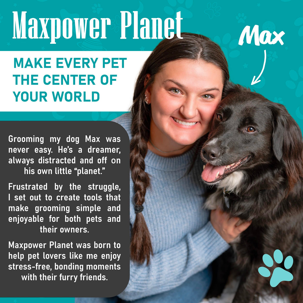 Maxpower Planet Dog Rake and Dog Hair Brush – Self-Cleaning Deshedding Grooming Tool for Dogs & Cats, All Hair Types
