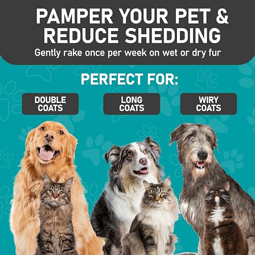 Maxpower Planet Double Sided Pet Hair Brush – Dematting & Deshedding Rake for Dogs and Cats with Thick Coats, Black