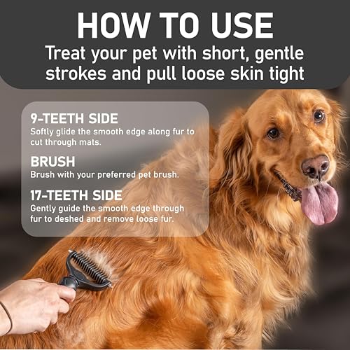 Maxpower Planet Double Sided Pet Hair Brush – Dematting & Deshedding Rake for Dogs and Cats with Thick Coats, Black