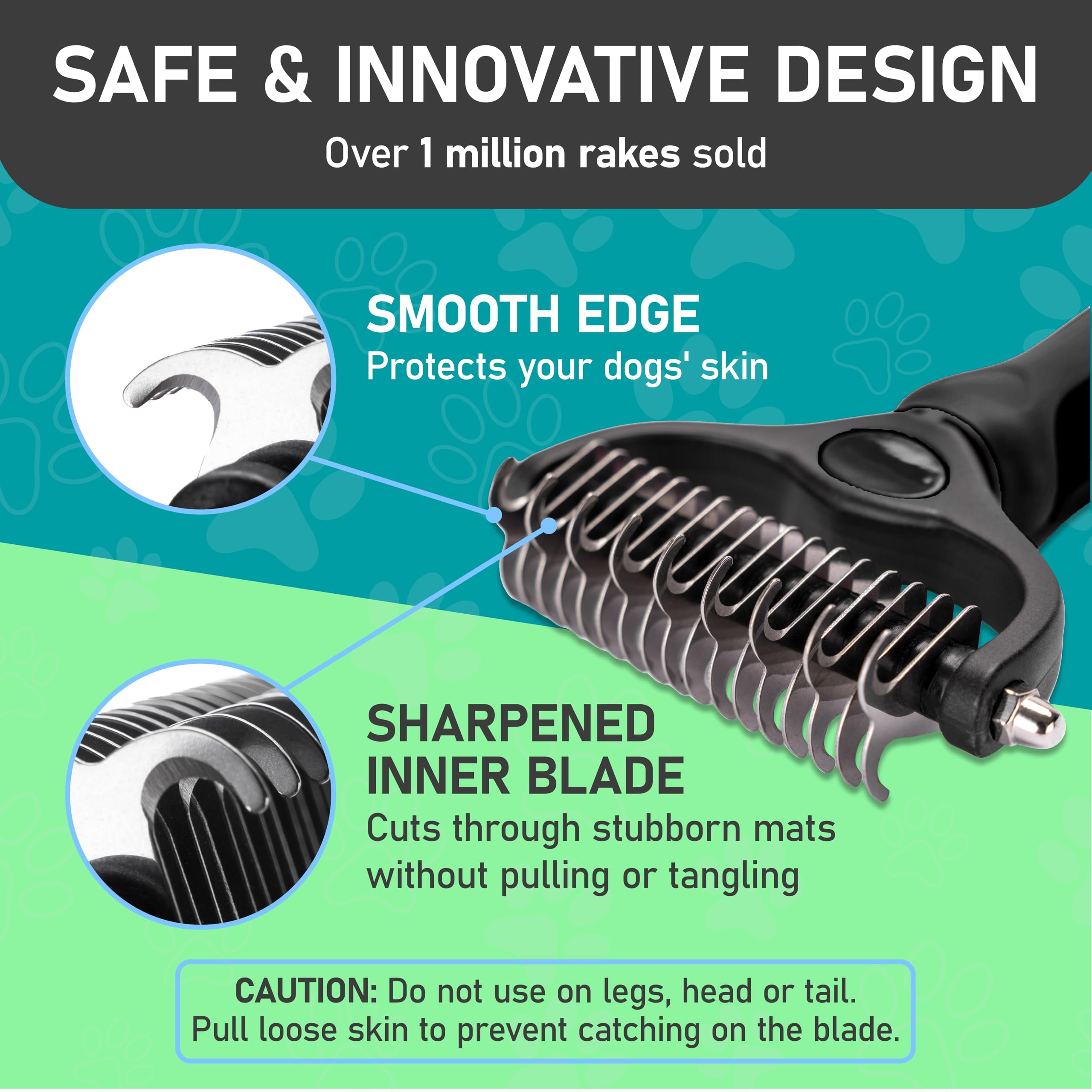 Maxpower Planet Double Sided Pet Hair Brush – Dematting & Deshedding Rake for Dogs and Cats with Thick Coats, Black