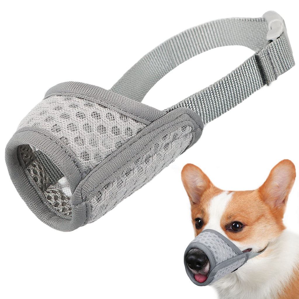 Mayerzon Grey Soft Mesh Dog Muzzle for Medium Dogs – Adjustable, Breathable for Grooming & Training