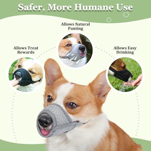 Mayerzon Grey Soft Mesh Dog Muzzle for Medium Dogs – Adjustable, Breathable for Grooming & Training