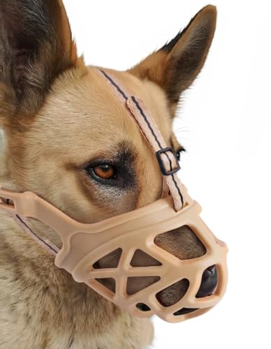 Mayerzon Large Dog Muzzle – Breathable Rubber Basket Muzzle for Training, Grooming, and Vet Visits