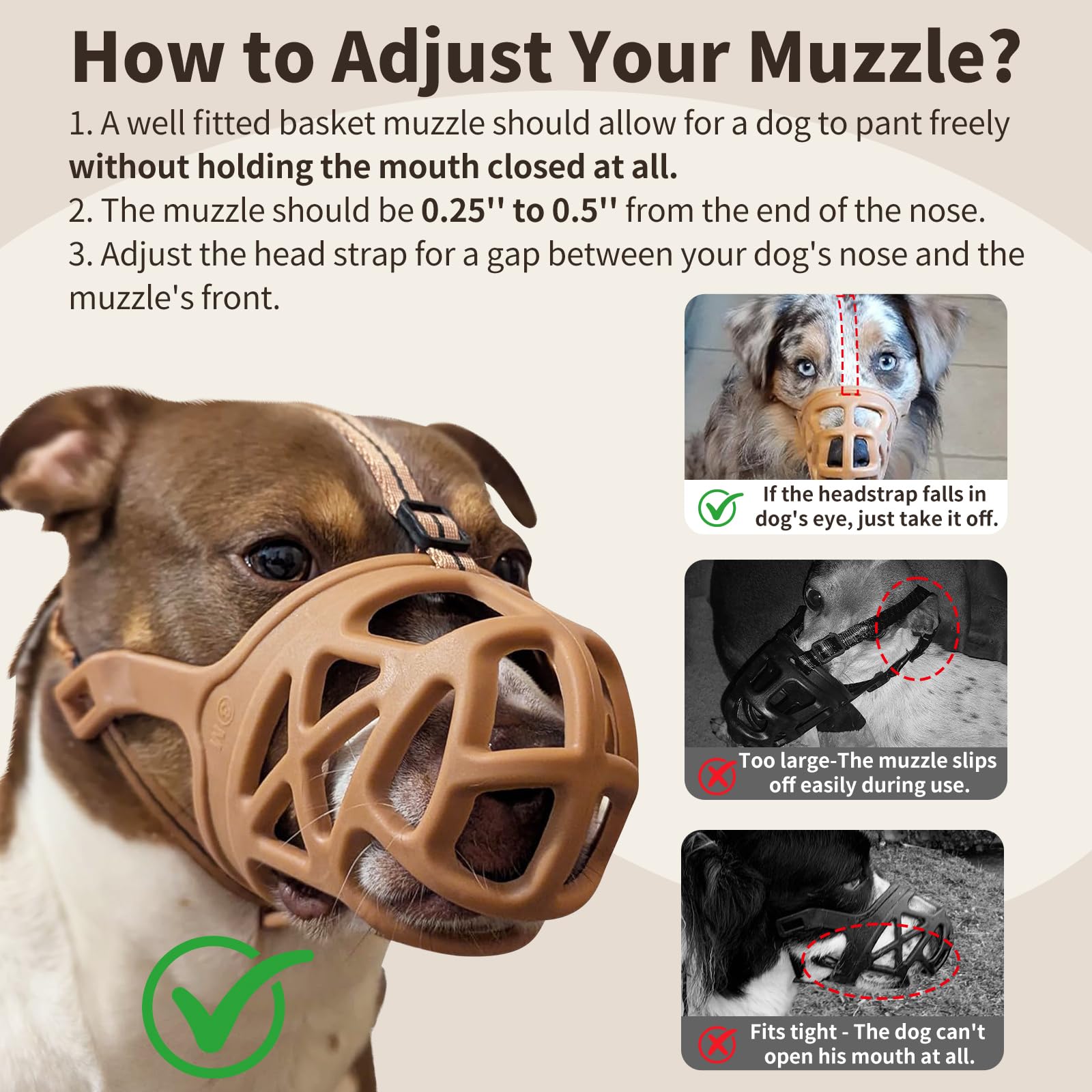 Mayerzon Large Dog Muzzle – Breathable Rubber Basket Muzzle for Training, Grooming, and Vet Visits