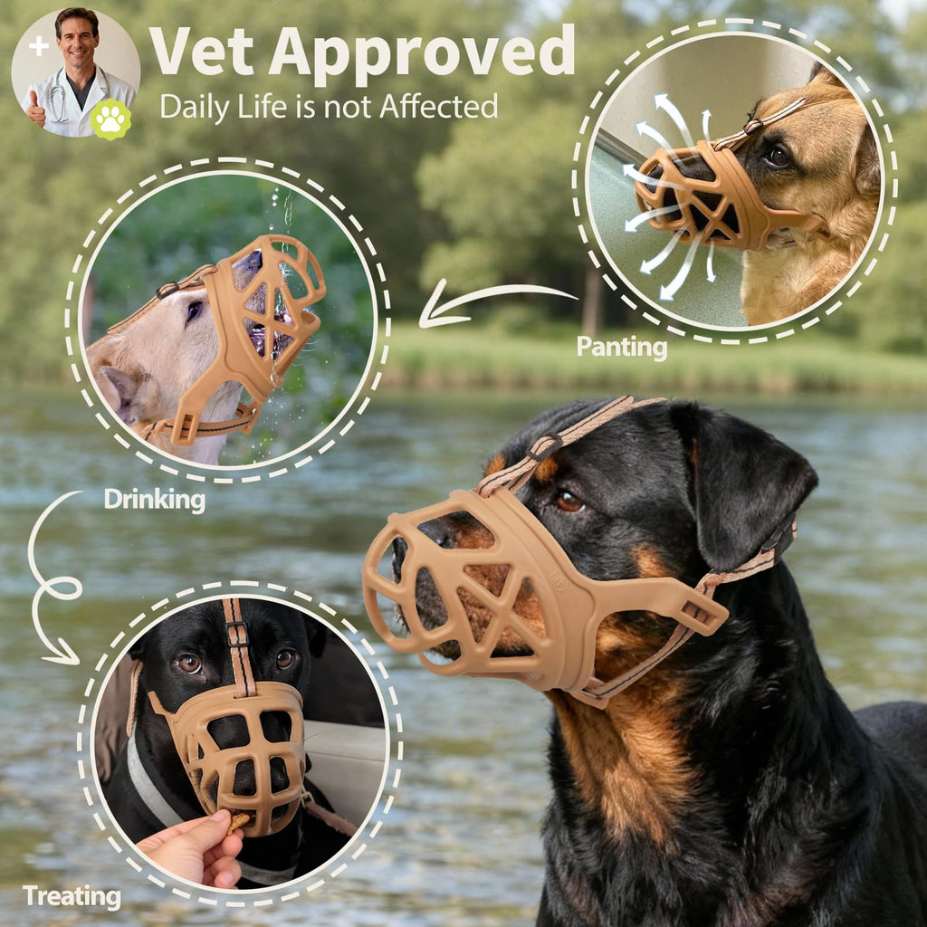 Mayerzon Large Dog Muzzle – Breathable Rubber Basket Muzzle for Training, Grooming, and Vet Visits