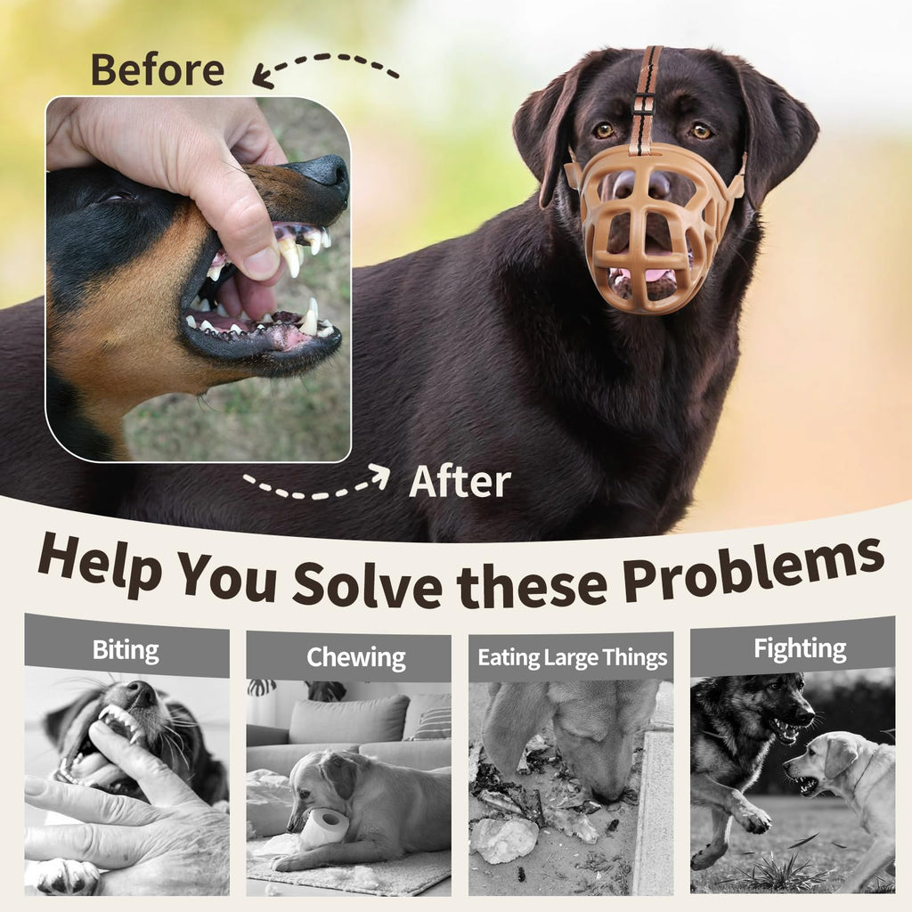 Mayerzon Large Dog Muzzle – Breathable Rubber Basket Muzzle for Training, Grooming, and Vet Visits