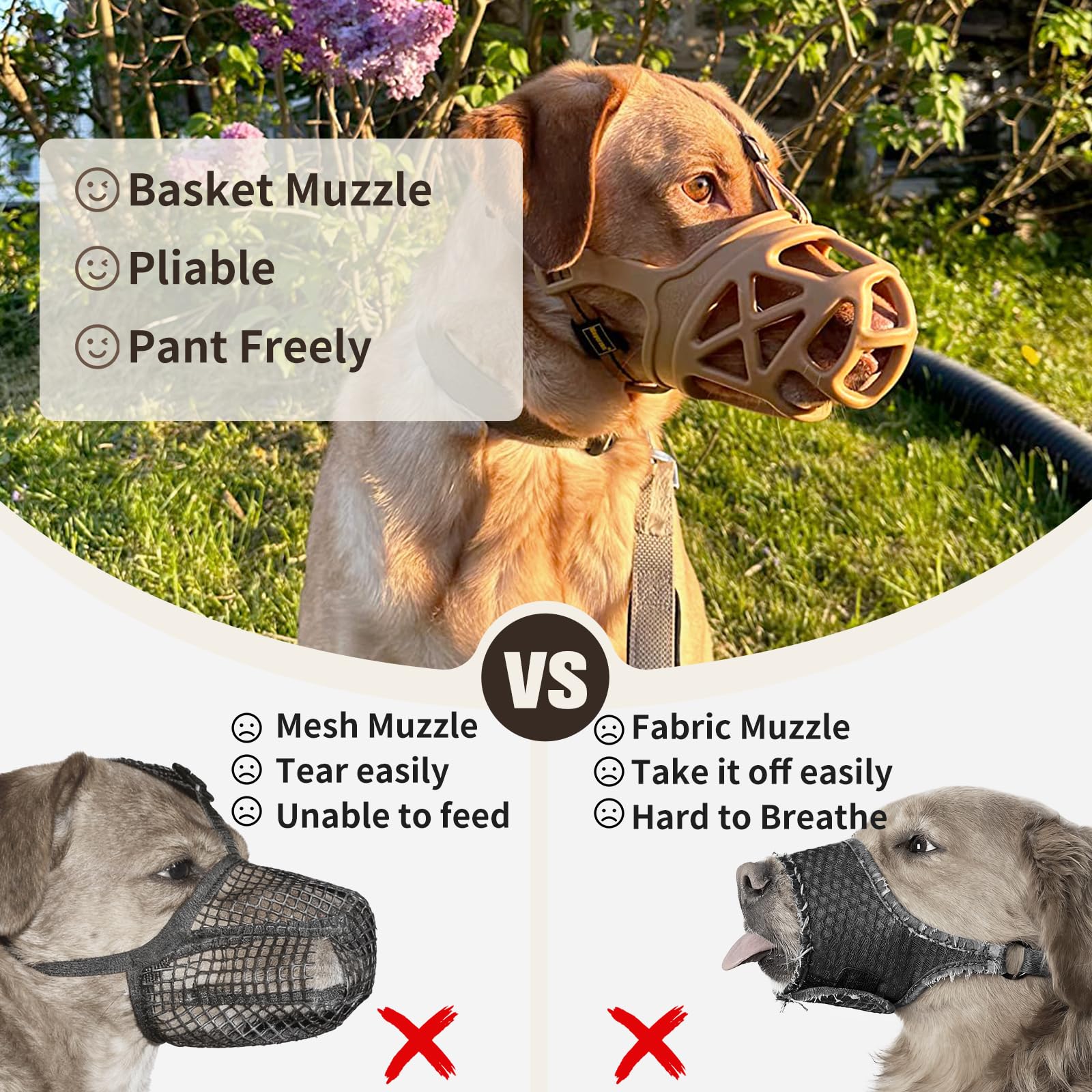 Mayerzon Large Dog Muzzle – Breathable Rubber Basket Muzzle for Training, Grooming, and Vet Visits