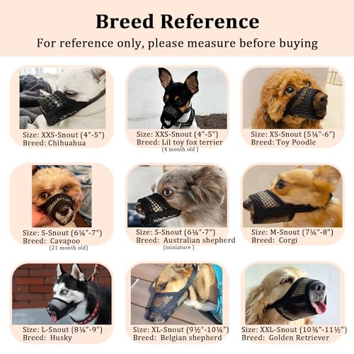 Mayerzon Soft Mesh Dog Muzzle for Large Breeds – Size L (Snout 8.25–9 inches), Black, Breathable, Allows Panting & Drinking