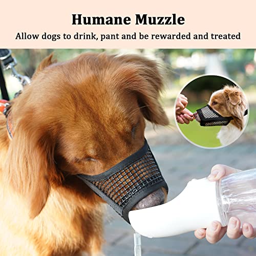 Mayerzon Soft Mesh Dog Muzzle for Large Breeds – Size L (Snout 8.25–9 inches), Black, Breathable, Allows Panting & Drinking