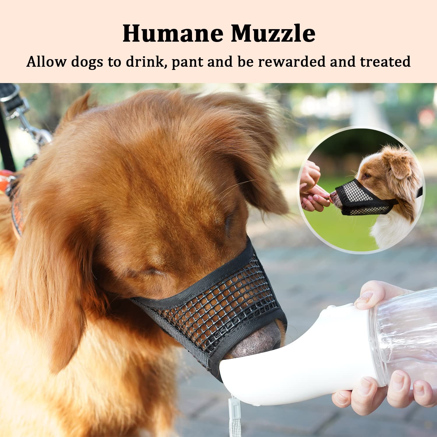 Mayerzon Soft Mesh Dog Muzzle for Large Breeds – Size L (Snout 8.25–9 inches), Black, Breathable, Allows Panting & Drinking
