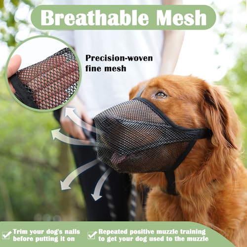 Mayerzon Soft Mesh Dog Muzzle for Medium Dogs – Breathable & Adjustable Anti-Bite Muzzle for Grooming, Walking, Vet Visits