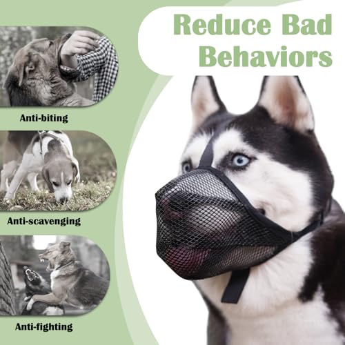 Mayerzon Soft Mesh Dog Muzzle for Medium Dogs – Breathable & Adjustable Anti-Bite Muzzle for Grooming, Walking, Vet Visits