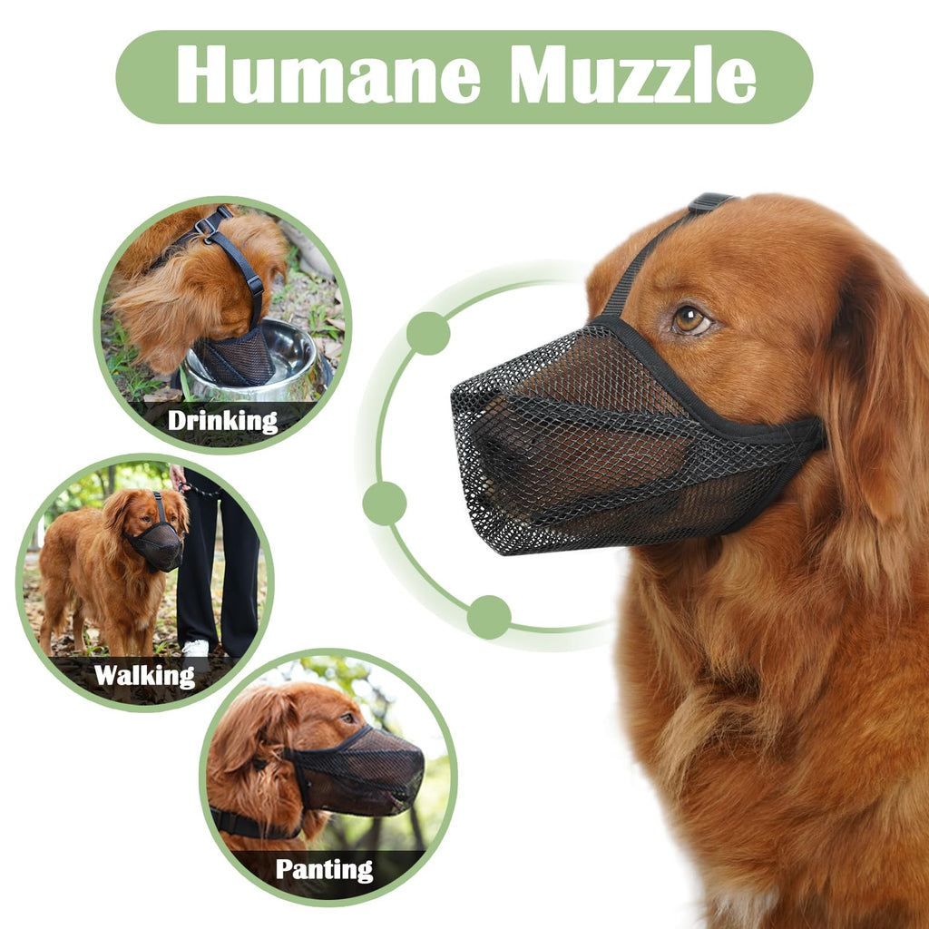 Mayerzon Soft Mesh Dog Muzzle for Medium Dogs – Breathable & Adjustable Anti-Bite Muzzle for Grooming, Walking, Vet Visits