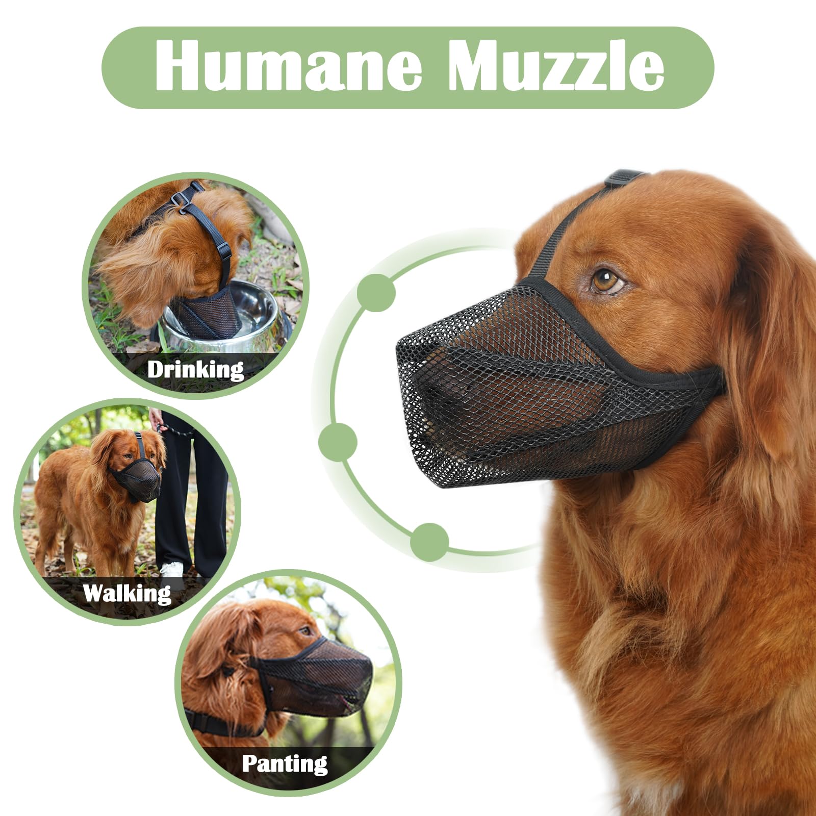 Mayerzon Soft Mesh Dog Muzzle for Medium Dogs – Breathable & Adjustable Anti-Bite Muzzle for Grooming, Walking, Vet Visits