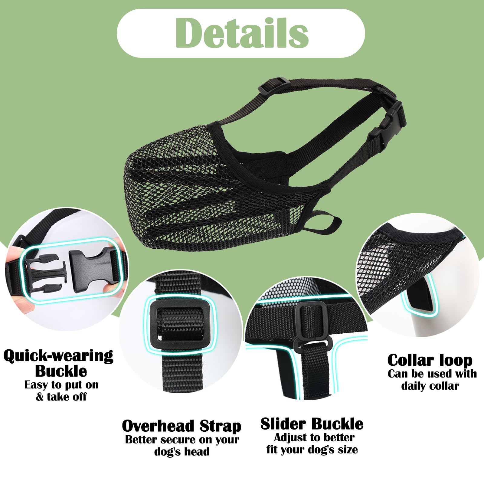 Mayerzon Soft Mesh Dog Muzzle for Medium Dogs – Breathable & Adjustable Anti-Bite Muzzle for Grooming, Walking, Vet Visits