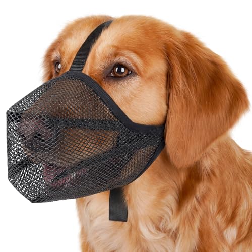 Mayerzon Soft Mesh Dog Muzzle for Medium Dogs – Breathable & Adjustable Anti-Bite Muzzle for Grooming, Walking, Vet Visits
