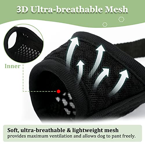 Mayerzon Soft Mesh Dog Muzzle for Small to Medium Dogs – Breathable, Adjustable, Black Size M