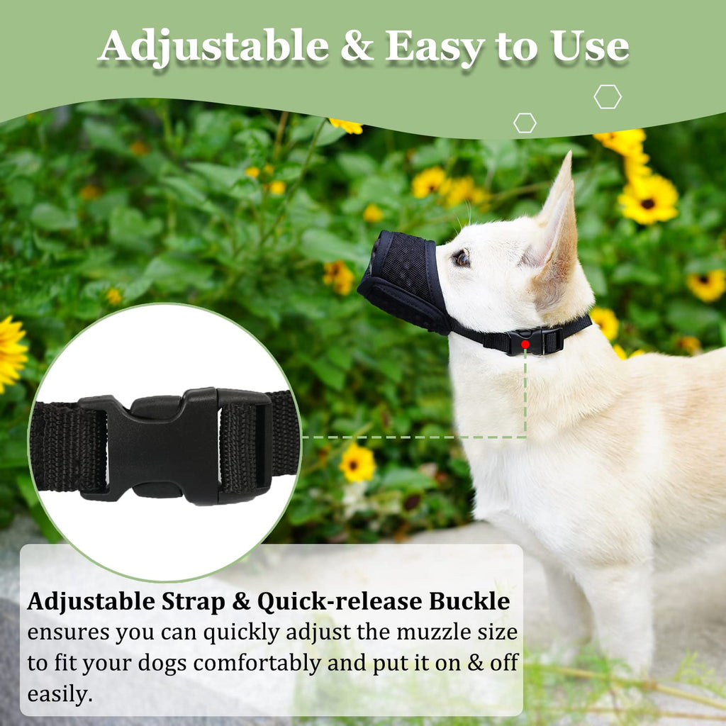 Mayerzon Soft Mesh Dog Muzzle for Small to Medium Dogs – Breathable, Adjustable, Black Size M