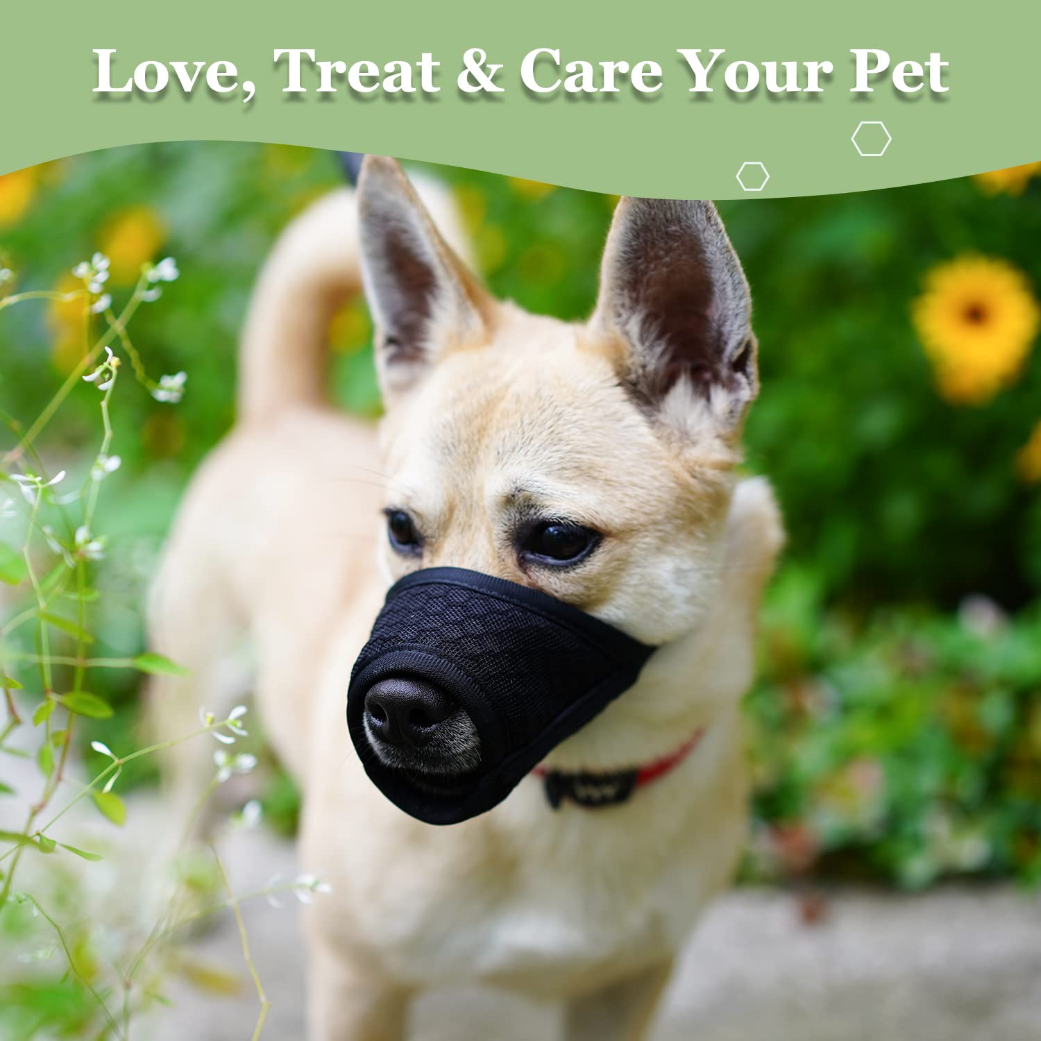 Mayerzon Soft Mesh Dog Muzzle for Small to Medium Dogs – Breathable, Adjustable, Black Size M