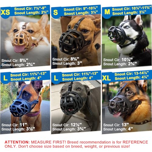 Mayerzon X-Large Basket Dog Muzzle - Breathable Rubber Muzzle for Aggressive Dogs, Adjustable Nylon Strap, for Training Grooming & Everyday Walks