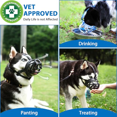 Mayerzon X-Large Basket Dog Muzzle - Breathable Rubber Muzzle for Aggressive Dogs, Adjustable Nylon Strap, for Training Grooming & Everyday Walks