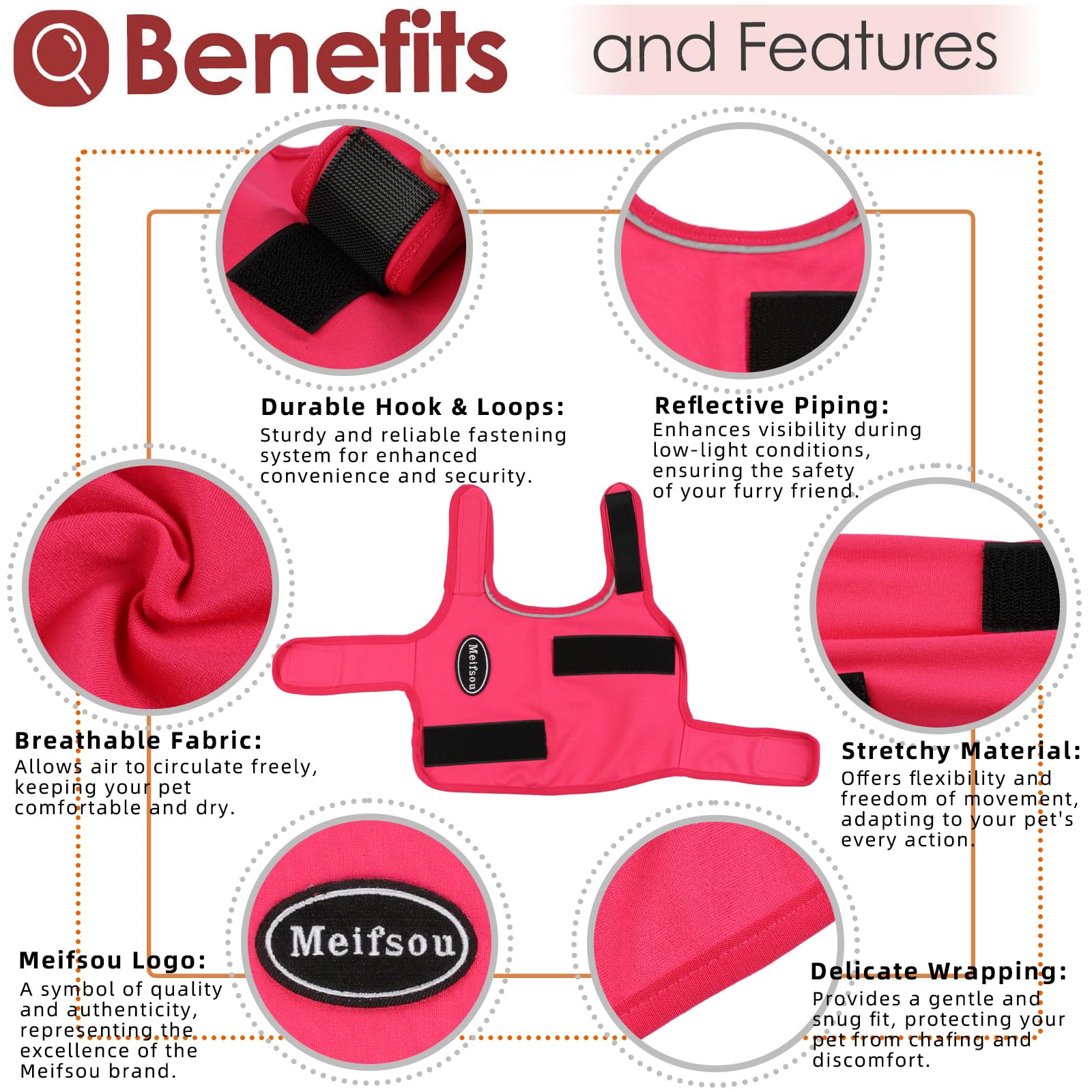 Meifsou Dog Anxiety Vest – Calming Thunder Jacket for Dogs, Skin-Friendly, Adjustable, Washable
