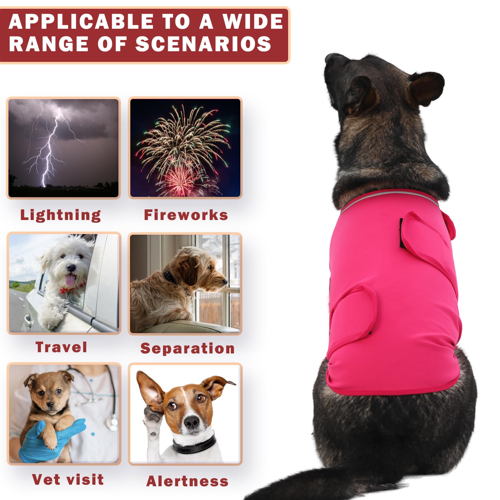 Meifsou Dog Anxiety Vest – Calming Thunder Jacket for Dogs, Skin-Friendly, Adjustable, Washable
