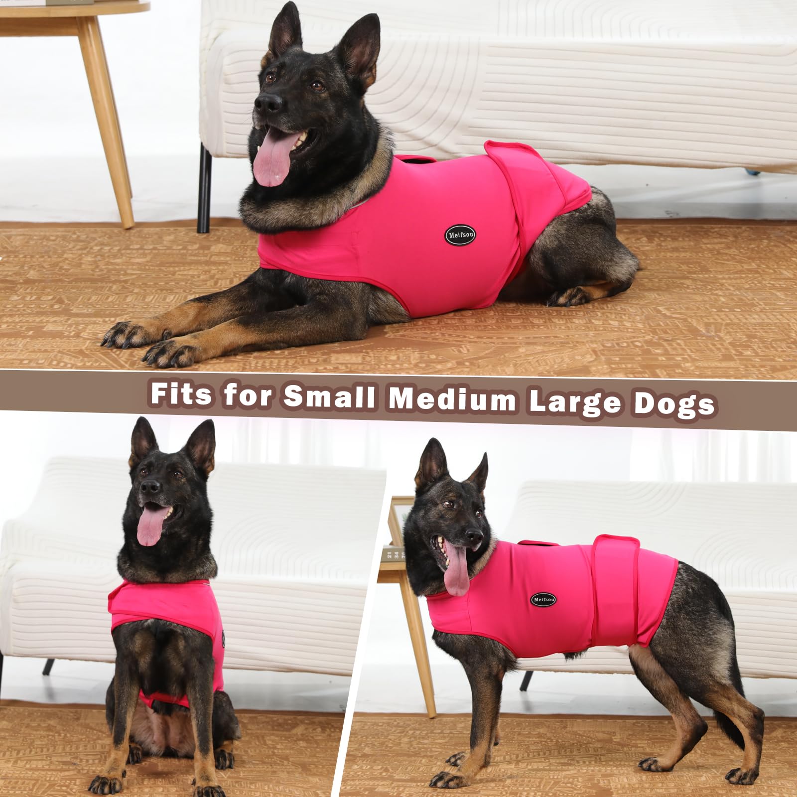 Meifsou Dog Anxiety Vest – Calming Thunder Jacket for Dogs, Skin-Friendly, Adjustable, Washable