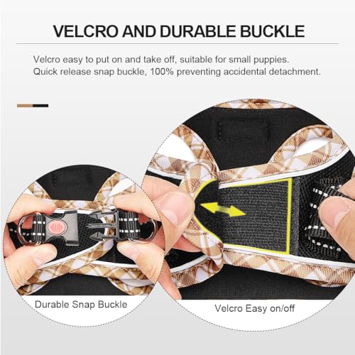 Mercano Soft Mesh Dog Harness and Leash Set - Step-in Reflective Breathable Vest for Small Dogs & Cats - Black Yellow, M