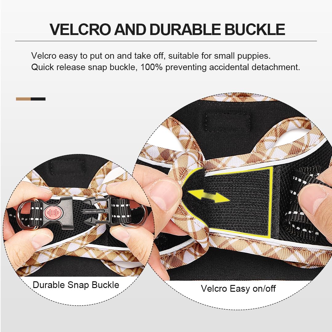 Mercano Soft Mesh Dog Harness and Leash Set - Step-in Reflective Breathable Vest for Small Dogs & Cats - Black Yellow, M