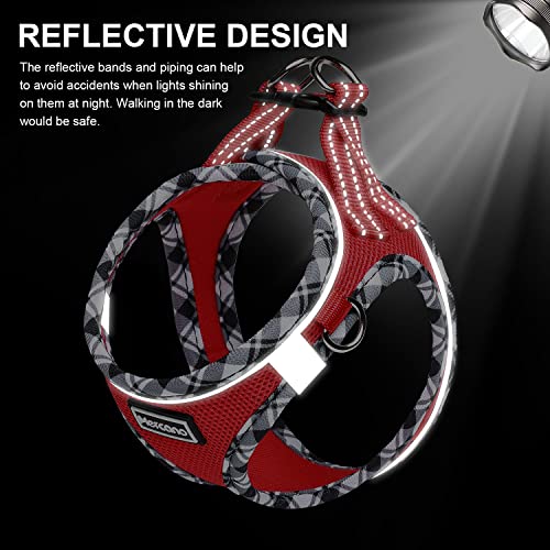 Mercano Soft Mesh Dog Harness and Leash Set – Step-in Reflective Vest for Small Dogs, Red XL
