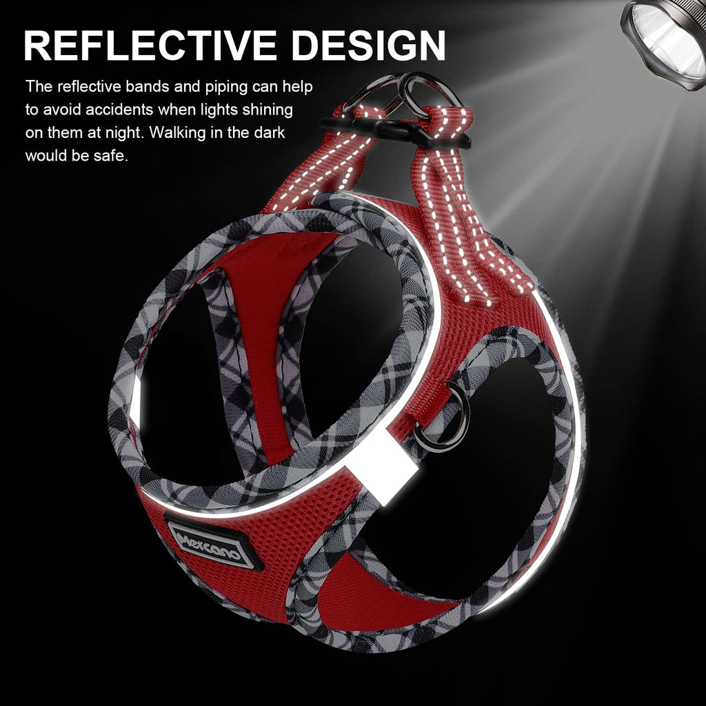 Mercano Soft Mesh Dog Harness and Leash Set – Step-in Reflective Vest for Small Dogs, Red XL