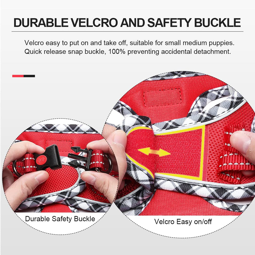 Mercano Soft Mesh Dog Harness and Leash Set – Step-in Reflective Vest for Small Dogs, Red XL