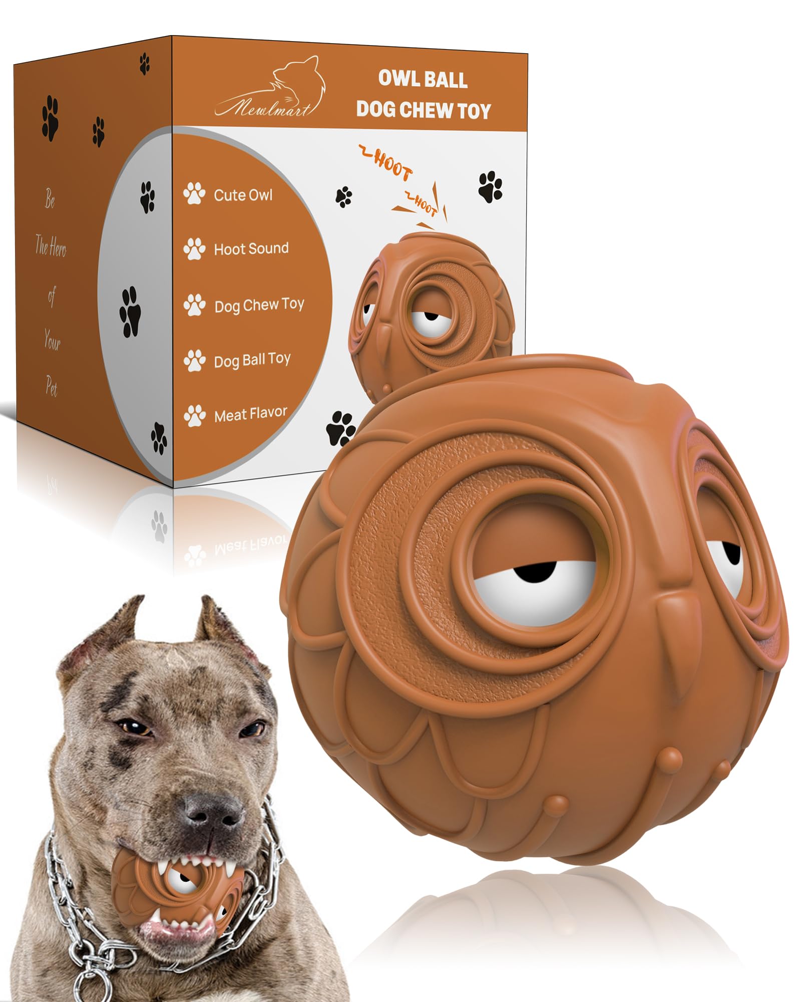 Mewlmart Giggle Ball for Dogs – Natural Rubber Owl Toy with Laughing Sound, Durable for Medium Large Dogs