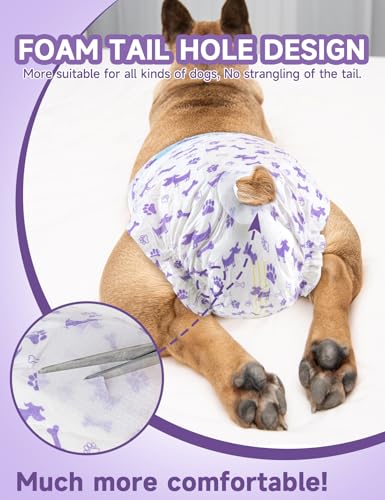 MICOOYO Disposable Dog Diapers for Female Dogs – Small 20 Count with Foam Tail Hole and Wetness Indicator