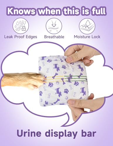 MICOOYO Disposable Dog Diapers for Female Dogs – Small 20 Count with Foam Tail Hole and Wetness Indicator