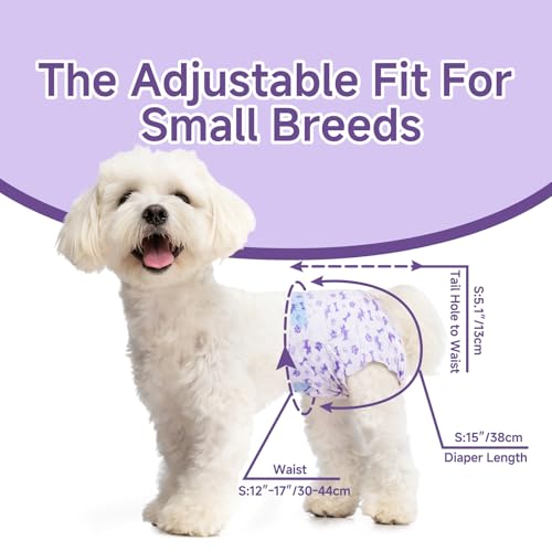 MICOOYO Disposable Dog Diapers for Female Dogs – Small 20 Count with Foam Tail Hole and Wetness Indicator