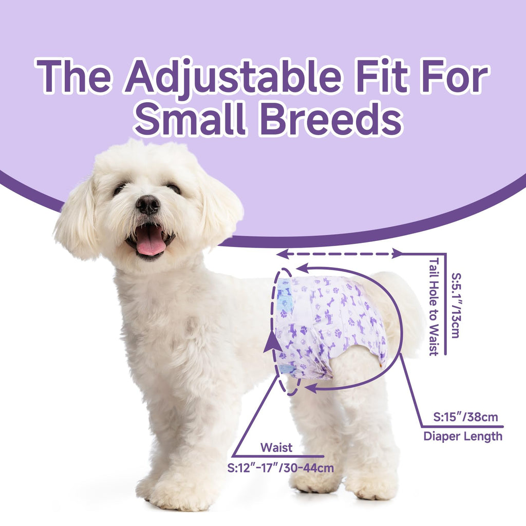 MICOOYO Disposable Dog Diapers for Female Dogs – Small 20 Count with Foam Tail Hole and Wetness Indicator