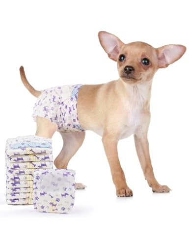 MICOOYO Disposable Dog Diapers for Female Dogs – Small 20 Count with Foam Tail Hole and Wetness Indicator