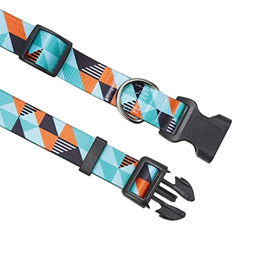 Mihqy Bohemian Floral Geometric Dog Collar - Soft Polyester, Adjustable for Small to Large Dogs, Size M (Geometry)