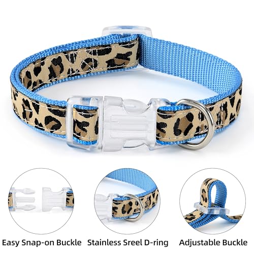 Mile High Life Blue Leopard Dog Harness, Collar, and Leash Set - No Pull Halter for Small Breeds, Size Medium