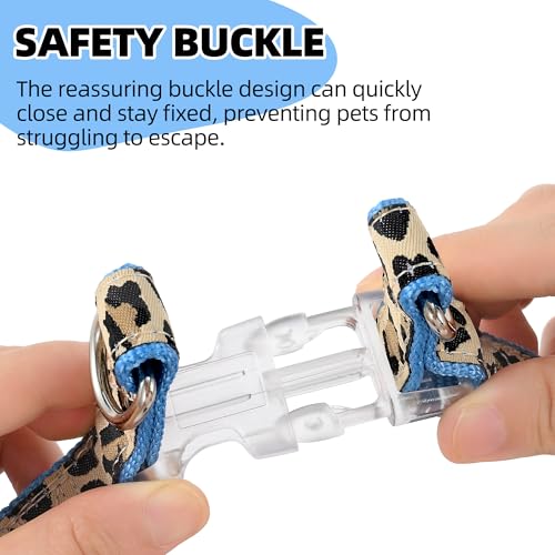 Mile High Life Blue Leopard Dog Harness, Collar, and Leash Set - No Pull Halter for Small Breeds, Size Medium